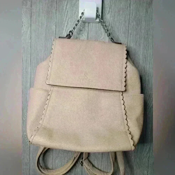 Nanette Lepore mauve colored backpack purse with gold chain. - Picture 1 of 12